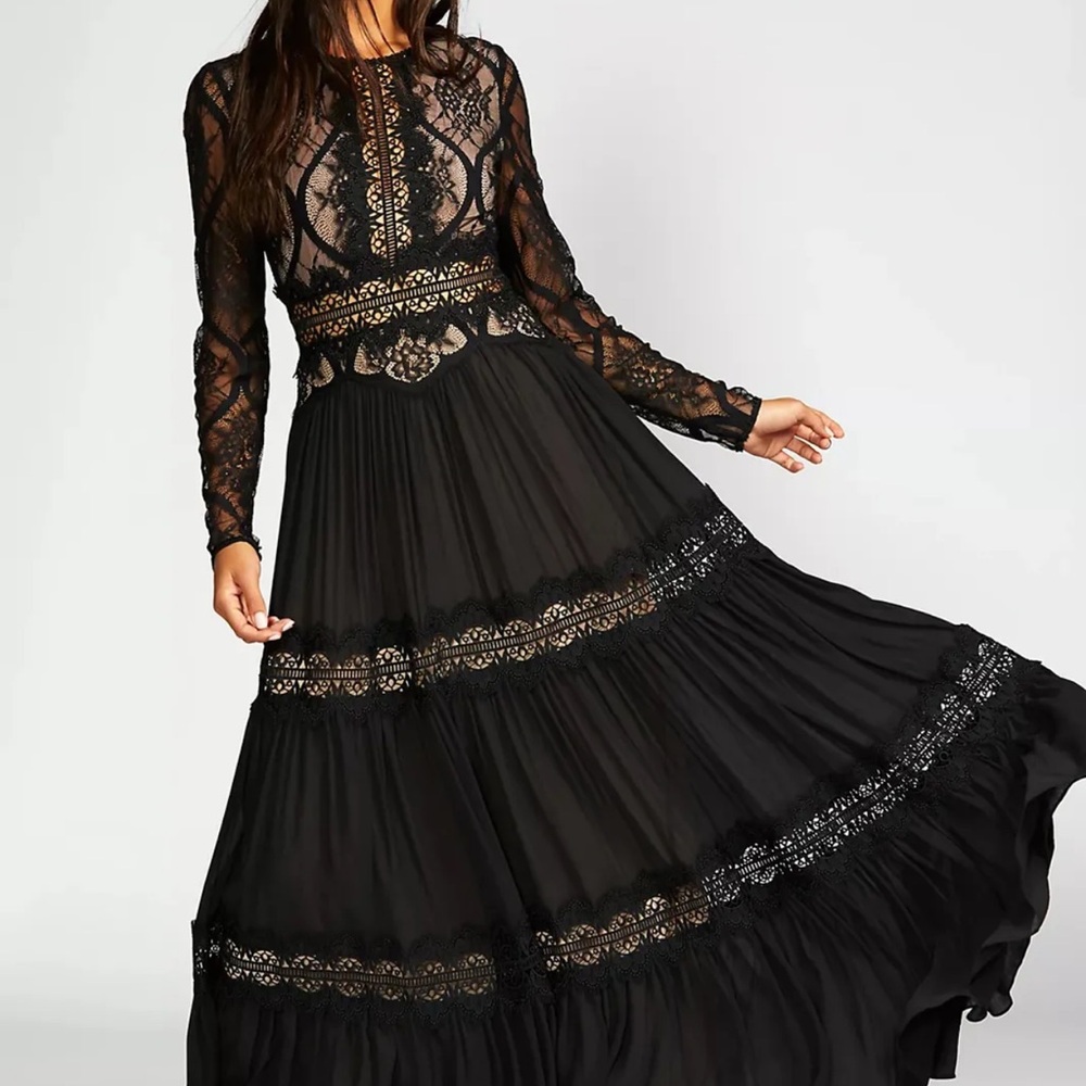 Free People Tulle Lace Floor Maxi Dress